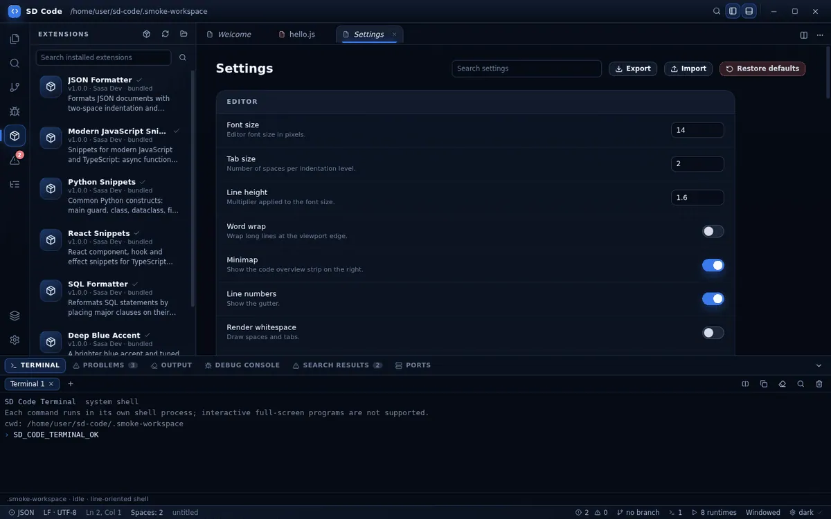 Settings that persist